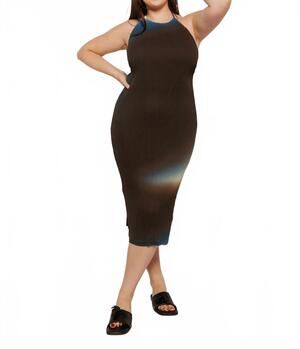 NEW THINKING MU glass pleated miriam midi dress in multi